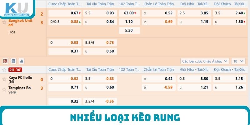 Nhiều loại kèo rung